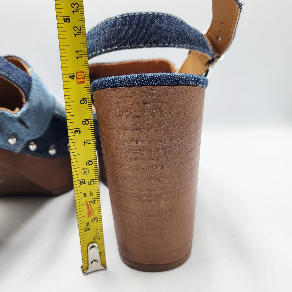 NWOT Sun & Stone Rayaell Studded Patchwork Denim Slingback Platform Sandals 6.5M - Picture 14 of 14